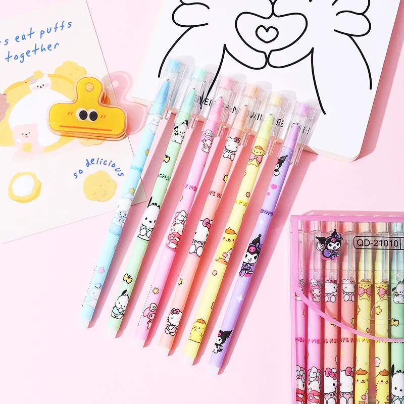 2/4/6Pcs Erasable Sanrioed Xhel Stilolaps Bojë Kawaii Student Shkrimi Anime Tim Meldoy Kuromi Hello Kitty Bukur 2Colors Bukuroshe Fëmijë Dhuratë . ' - ' . 1