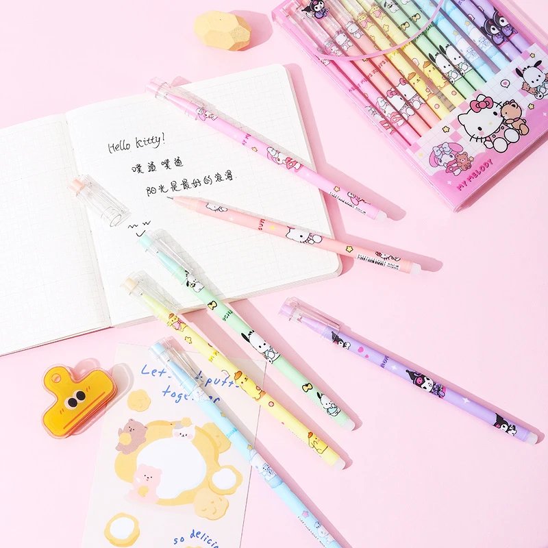 2/4/6Pcs Erasable Sanrioed Xhel Stilolaps Bojë Kawaii Student Shkrimi Anime Tim Meldoy Kuromi Hello Kitty Bukur 2Colors Bukuroshe Fëmijë Dhuratë . ' - ' . 2