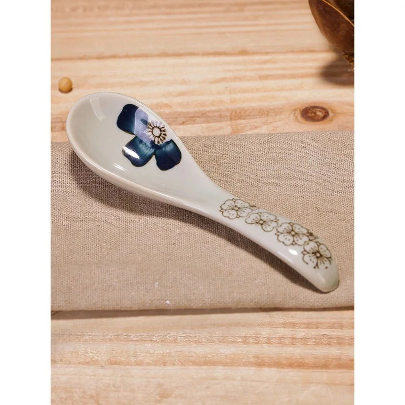 5.5 në Cute Lugë të Vogël Japoneze Lugë Supë Familjare Qeramike Lugë të Hahet Lugë Pastoral të Stilit Tableware Supë të Pijshëm Lugë . ' - ' . 5