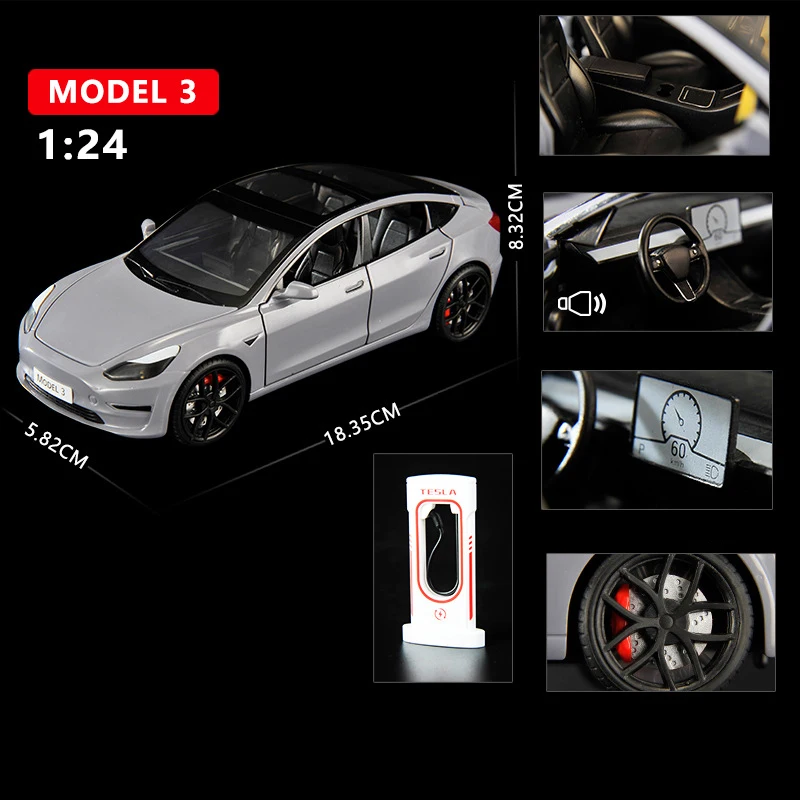 1:24 Tesla Modeli 3 Modeli Y Modeli S Model X Aliazh Vdesin Hedhur Makinë Model të Shëndoshë dhe të Lehta të Fëmijëve Lodër Koleksioni dhuratë Ditëlindjen . ' - ' . 4