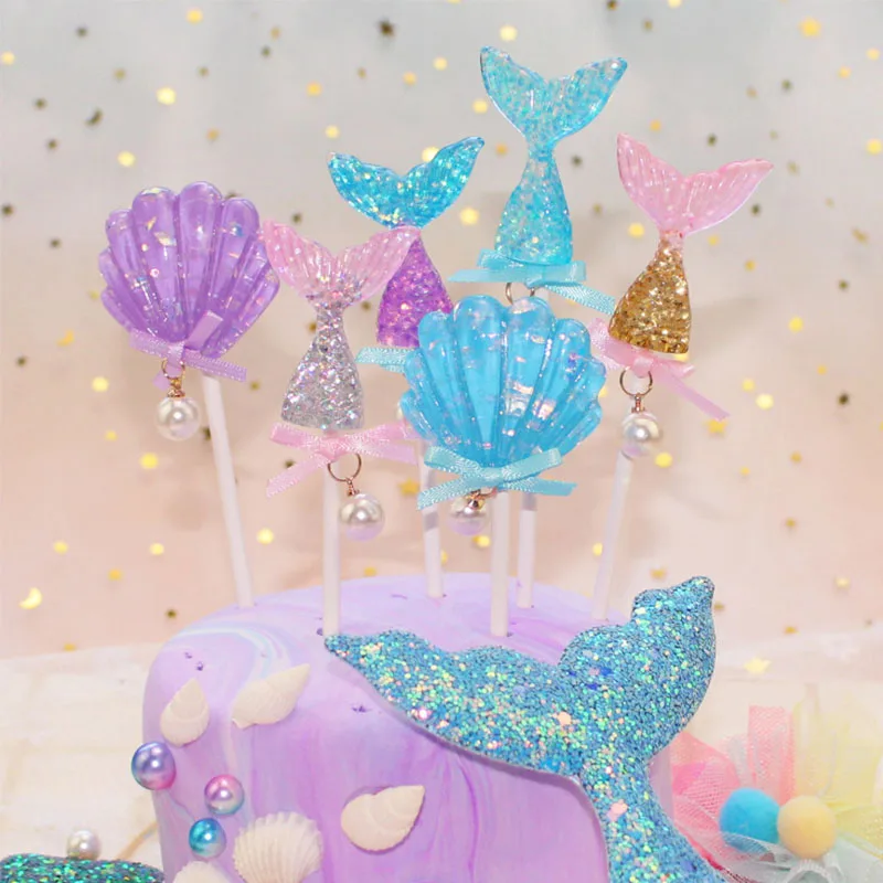 Stoli Sirenë Predha Oqean Akullore Temë Gëzuar Ditëlindjen E Partisë Furnizimet Bukurinë Tortë Topper Dekorata Kids Cupcake . ' - ' . 0