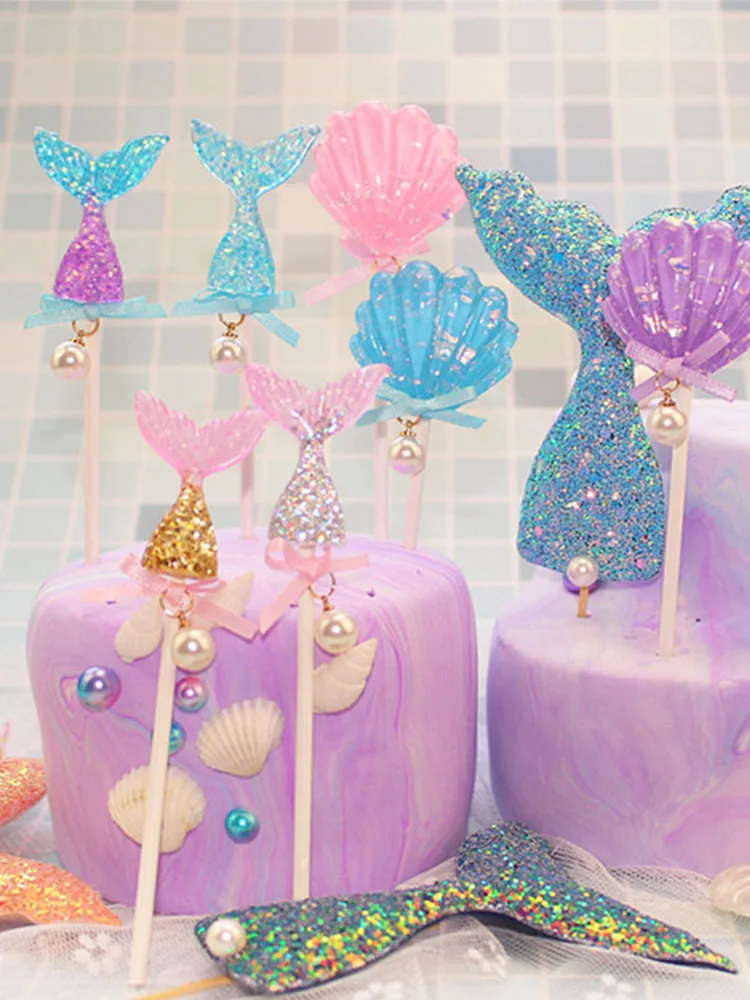 Stoli Sirenë Predha Oqean Akullore Temë Gëzuar Ditëlindjen E Partisë Furnizimet Bukurinë Tortë Topper Dekorata Kids Cupcake . ' - ' . 5
