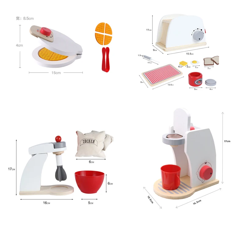 Druri Kuzhinë, bëjnë sikur Luajnë Lodër Simulimi Druri makinë Kafeje Toaster Makinë Ushqimit Mikser Baby Mësuarit Lodra Edukative . ' - ' . 4