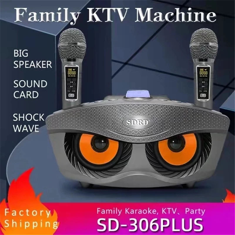SD306 Plus Portable Karaoke pa Tel Bluetooth Kryetarit 2 në 1 Dyfishtë Mikrofon Owl Kryetarit 30W të Lartë të Pushtetit Subwoofer Familjes KTV . ' - ' . 2