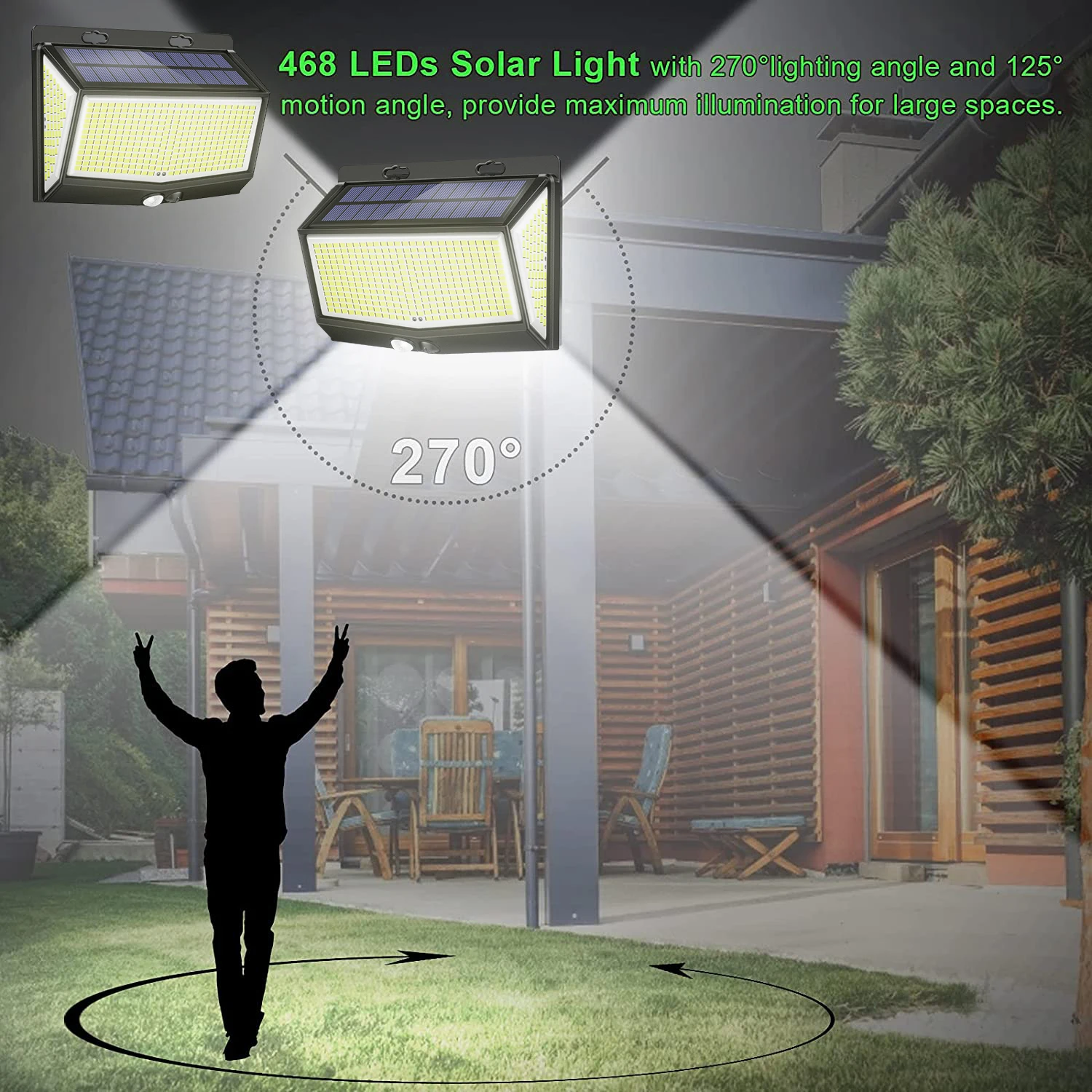 468/144 Natyrë Diellore Drita LED Kopsht Llambë Me Sensor Lëvizje papërshkueshëm nga uji Spotlights të Fuqishme të Diellit Llambë për Jashtme Dekor . ' - ' . 3