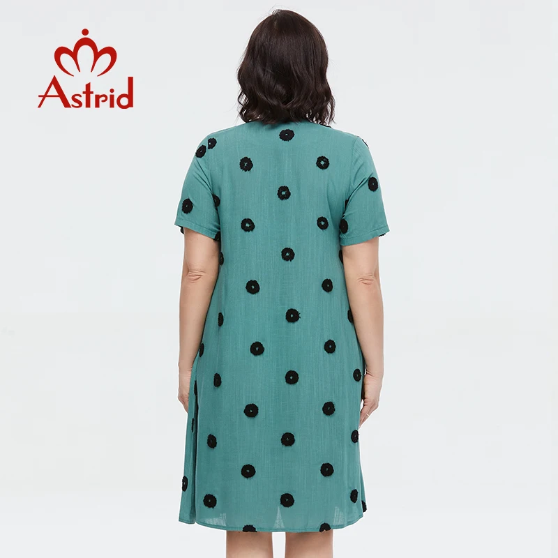Astrid Grave Summer Dress 2023 Elegante Veshje Pambuku Sunhat Zyra Polka Dot Qëndisje Dizajn Xhepin e Gjatë e Veshjet për Femra . ' - ' . 4