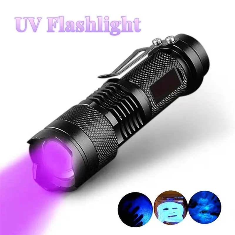 LED UV Dore 365nm 395nm Blacklight Akrep të Dritës UV Pet Urinës Detektor Zoomable Ultravjollcë në Natyrë Kampe Ndriçim . ' - ' . 0