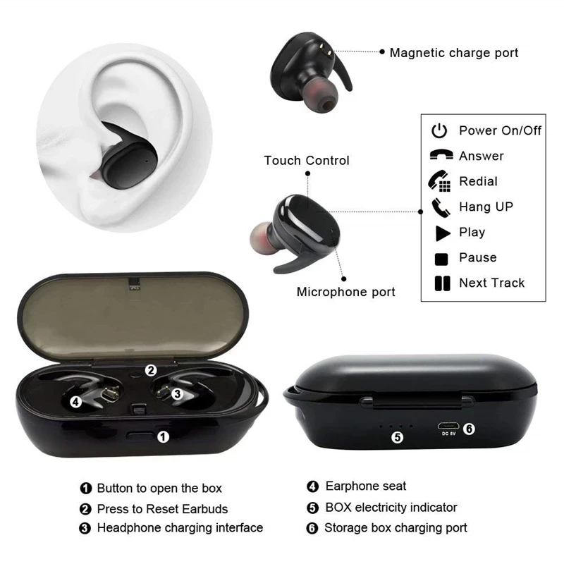 Y30 pa Tel bluetooth headset 5.2 Earphone Reduktimin e Zhurmës Sportive Earbuds Për Muzikën e Kufjeve Bluetooth-compatible të Gjitha Smartphone . ' - ' . 4