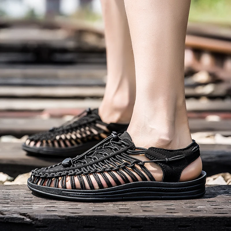 2023 Verës Njerëzit E Uritur Plazh Sandale Modës Zi Në Natyrë Mens Këpucë Breathable Rastësor Banesa Këpucëve Jo-Shqip Zapatos Hombre . ' - ' . 4