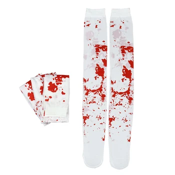1/2Pairs Halloween Përgjakshme të Lartë Stockings për Gratë e Vajzat me Njolla Gjaku më Pak për Halloween Cosplay Kostum Mbi Gju Çorape
