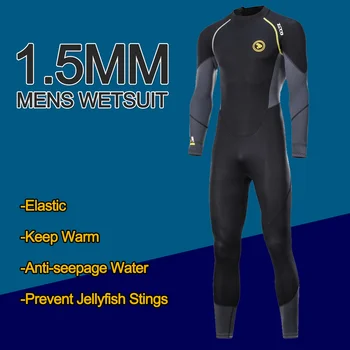 1.5 mm Neoprene Mens Diving Përshtatet të Rriturit të Plotë të Një-copë Wetsuit Mbrapa Zinxhir të Ftohtë-dëshmi Mëngë të Gjata banje Kajak Shfletoj Sportive