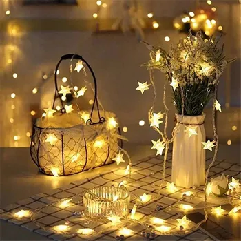 10/20/40 LED Drita Star Varg Vezullim Kurora USB ose Bateri Powered Krishtlindjeve Llambë Pushime Partisë Dasmës Dekor Zanash Dritat