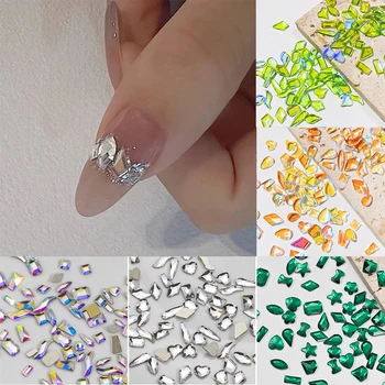 100pcs Përzier Crystal AB Nail Art Rhinestones Flatback Aurora Xhami Gozhdë Gurë të Çmuar Për 3D Thonjtë DIY Manikyr Dekorata