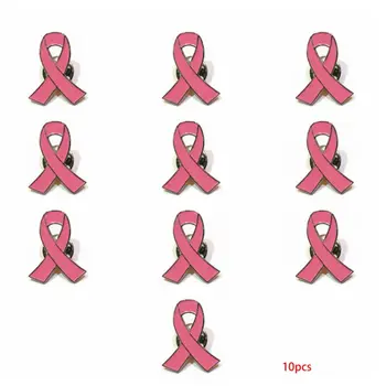 10Pcs/Set Womens Bizhuteri Smaltin Rozë Fjongo Karficë Këmbët Mbijetuar Kancerit të Gjirit Vetëdijes Shpresoj jakë xhakete Butonat Shënjat