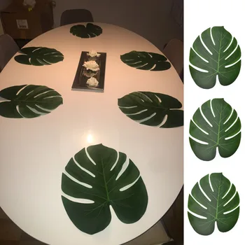 12pcs Artificiale me Fletë të Gjelbra Monstera Palm Lë për Hawaii Luau e Partisë Dekorata Dasmës Tabela Dekorimin Bimët Lule Gjethe
