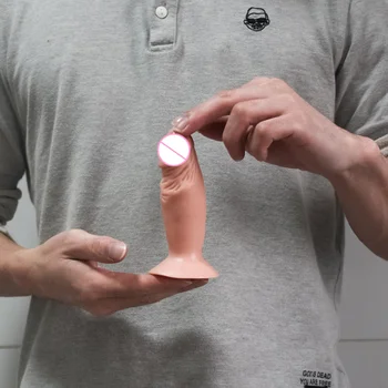 14CM Simulimi i Vogël Dildos Femra Mini Masturbator me Thithje Filxhan Vaginale, Anale Realiste Dildo për Gratë PVC Penis Lodrat e Seksit