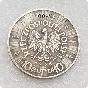 1934,1938 Poloni 10 Złotych (Józef Piłsudski) Kopje Monedha