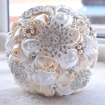 1pc/lotArtificial Dasmës Bouquets Dore Lule diamant i rremë shoqëruese e nuses Kristal Nusërisë tufë Lulesh Dasmës de mariage