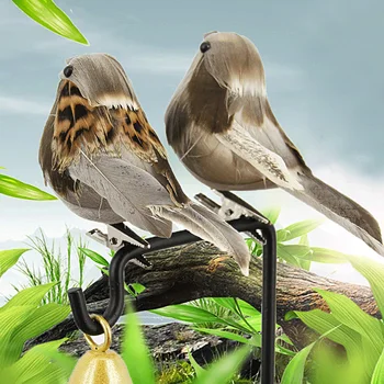 1pc Simuluar Zog Krijues të Vërtetë të Prek Shkumë Kaçurrel Pendë e Artificiale të Zogjve Me Klip Kopsht Stoli Dekor në Shtëpi