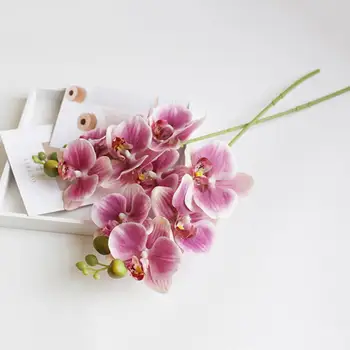 1pcs 5 Kokat e Lule Artificiale Phalaenopsis Latex Silicon Vërtetë Kontakt të Mëdha Orkide Orchidee Dasmës Simulimi Lule Artizanale