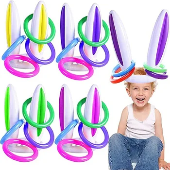 1Set PVC Inflatable Veshët Lepur Unazë Hedh Lojë Inflatable Hedh në Lojë për të Pashkëve Partisë Fëmijët Lodër Dhuratat e Dasmës Ditëlindjen e Furnizimeve