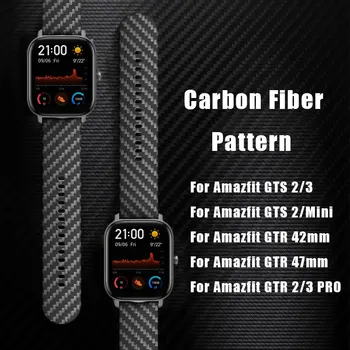 20/22mm watch rrip Për Amazfit GTR 4/3/2 Pro 42mm 47mm Silikoni Band Fibra të Karbonit Model Byzylyk amazfit GTS 4/3/2 mini Band