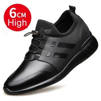 2023 Njerëzit e Këpucë të Cilësisë Lopë Lëkure Këpucë të Markës 5CM Rritjen Britanik të Këpucëve Pranverë Njeri i Zi i Rastësishëm Rritjen e Lartësisë Këpucë