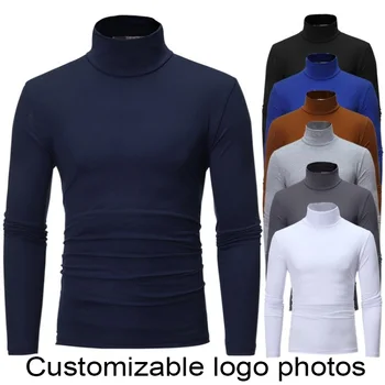 2023 në Vjeshtë Dimër e Njerëzve Termike Mëngë të Gjata Roll Turtleneck T-Shirt të Ngurta me Ngjyra në Krye Mashkull të Pakta Themelore Shtrirje Tee Krye T-shirts