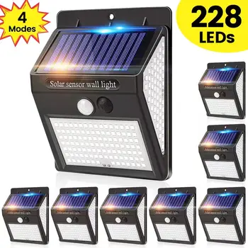 228 Natyrë Diellore Drita LED Kopsht Llambë Me Sensor PIR Lëvizje papërshkueshëm nga uji Mur Drita të Fuqishme të Aplikojnë Llambë për Jashtme Dekorimin
