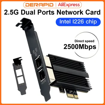 2500Mbps Pcie Të RJ45 Intel I226 Kartë të Rrjetit 2.5 G Gigabit Ethernet Dyfishtë Portet 100/1000/2500Mbps Kartë e Rrjetit Për Desktop