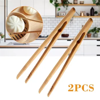 2Pcs Bambu veglat në formë gërshëre prej Druri Ushqimit Dolli Sallatë Gërshërët Toaster Proshutë Sheqer, Çaj me Akull Tong Klip Për Gatim, Pjekje Barbecue Kuzhinës Veglat