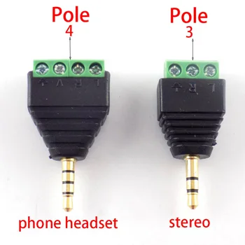 3.5 mm Krik Kufjeve Plug 3 Pol/4 Polin Stereo Solderless Lidhës Audio Të shkojnë në Terminal DIY Plug