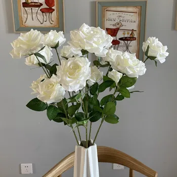 3 Krerët e Bardhë u Ngrit dasmës nusërisë lule mëndafshi artificial lule rose artificielle room dekor flores artificiales Lirë lule
