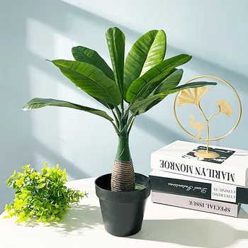40 cm 8 Gjethe Artificiale Banane, Pemë Desktop Bonsai Palme Tropikale Bimëve të Rreme Kokosit Pemë Mëndafshi Leafs Për Shtëpi, Zyra Dekorimin