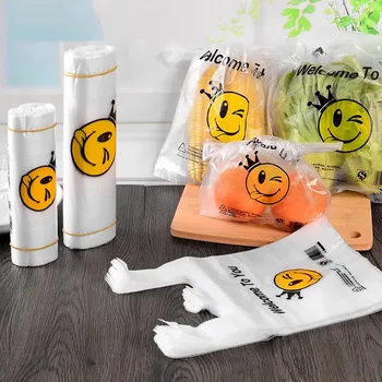 50pcs/pack 9 Madhësive të Kryer Çanta Buzëqeshje Dhuratë Çantë me Pakicë, Supermarket dyqane Ushqimore Qese Plastike Me të Trajtojë Ushqim Paketimit