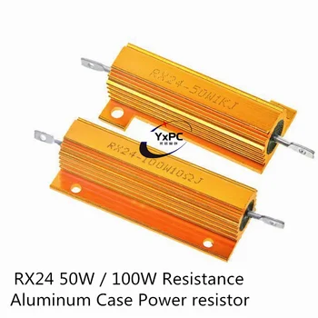 50W 100W Alumini Metal Pushtet Shell Rast Wirewound Rezistencë 0.01 R ~ 100K 1 6 8 10 20 200 500 1K 10K om rezistencës RX24 ibuw