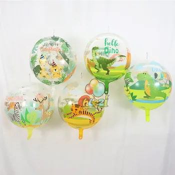 5pcs 4D që jeton në Xhungël Kafshët Transparente Helium Balona Dinosaurët Tigrat Majmunët Tullumbace Ditëlindjeje Dekorimin Fëmijët e Baby Dush