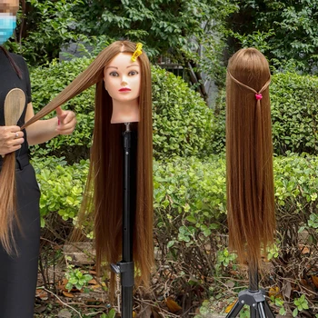 80cm Femra Mannequin Kokën me Sintetike Flokët Për Praktikën e Flokëve Braiding Hairstyles Kukulla Parukeri Styling Trajnimit Kokën
