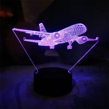 Aeroplan 3D Natën Dritë në Dhomë Dekorimin me Prekje të Largët Ngjyra Llambë Fëmijët Ditëlindjen Dhurata e Krishtlindjeve Aeroplan