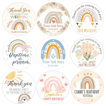 Bohem Rainbow Faleminderit Gjemb Rregulloje Dasmës Etiketat E Personalizuar Birthday Baby Dush Punuar Me Dorë Dhuratën Dekor Stickers