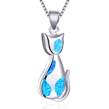 Boho i Madh Mace Varëse Necklaces për Gratë Blu Imitim Zjarr Opal Guri Gjerdan Argjendi Ngjyra e Kafshëve Dasmës Bizhuteri me Shumicë