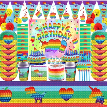 Cartoon Fidget Lodra Popit Partisë Furnizimet Letër Napkins Mbulesë Tavoline Gota Fletët Balona Pop Ajo Baby Dush Ditëlindja Partia Dekor