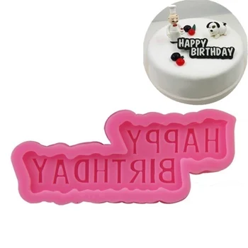 DIY Gëzuar Ditëlindjen Silikoni Myk Tortë Baby Partisë Fondant Cake Ujdisje Mjete Cupcake Çokollatë Pjekje Moulds