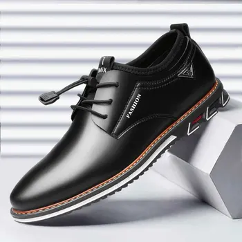 Dropshipping Burrat të Vishen Këpucë të Cowhide Lëkure Këpucë për Burra të Rehatshme të Ulët-të lartë Britanik Rastësor Këpucë Këpucë Platformë Njeri Formal Këpucë