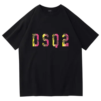 DSQ2 Mens Verës O-Tshirt Mens Grave të Rastit DSQ2 Print Mëngë të Shkurtra Çift T-shirt Pambuku Sportive T-shirt Hip Hop Tees Streetwear