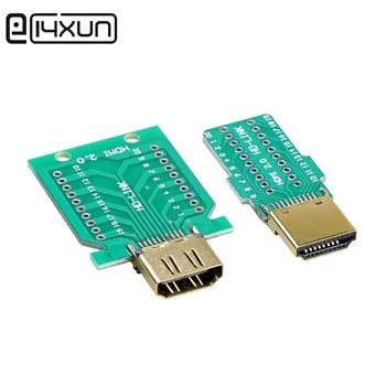 EClyxun 1pcs DIY Standard HDMI Ngjitur Mashkull Plug Femra jack 19Pin Kabëll Lidhës 19+1 lyera me Ar Riparim Plug
