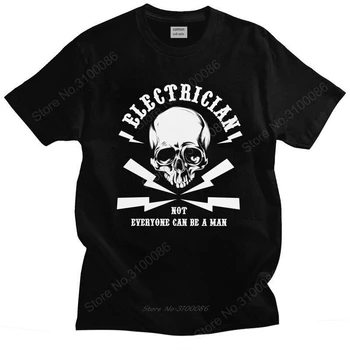Elektricist Kafkës T Shirt Shkurtër Mëngë Pambuku Tshirt Streetwear T-shirt Inxhinier Elektrik Lineman Tee në Krye të Tepërt Rrobat