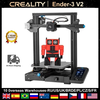 Ender-3 V2 3D Printer Creality Me e Heshtur Motherboard TMC2208 Stepper Shoferët e Reja UI&4.3 Inç Ngjyra Lcd Carborundum Xhami Shtrat Kit