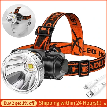 Fenerët LED të Lartë të Fuqishme elektrik Dore Fanar Headlamp Udhëhequr Kampe Peshkimit Headlight USB Rechargable-Kreu i montuar Pishtar Llambë
