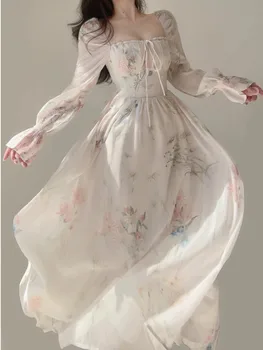 Frëngjisht Vogël Aromën E Gjatë E Veshjet Për Femra Fairy Dress Korean Elegant Modës Pranverë Plazh, Pushime Byrynxhyk Fustan Vestidos
